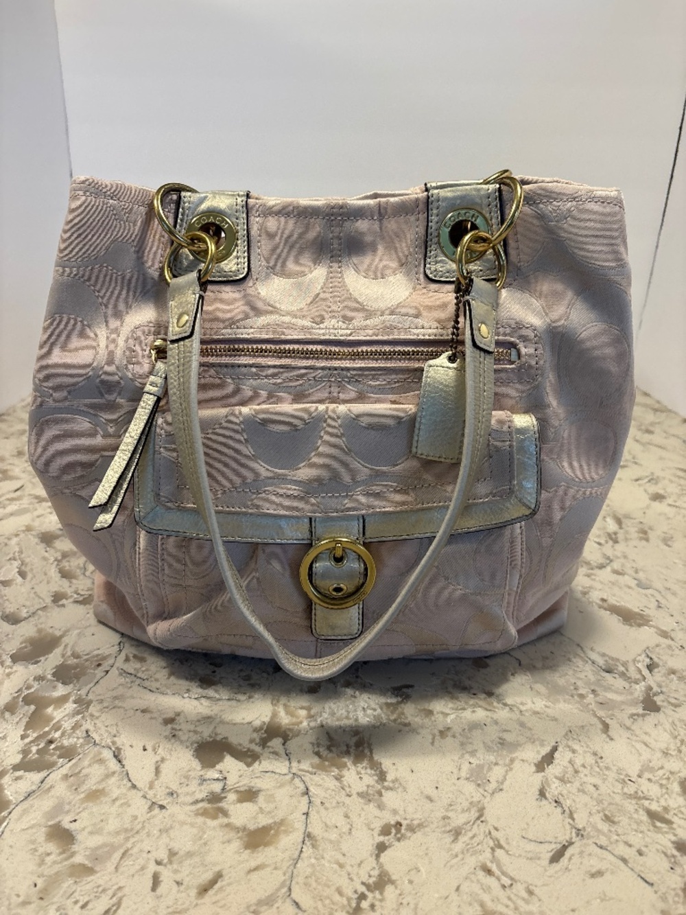 Vintage Y2K Coach Blush Pink Penelope Signature Carry All Handbag